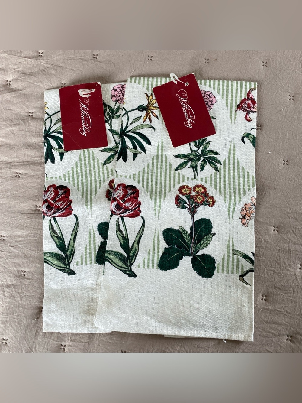 WILLIAMSBURG Stevens Linen Tea Hand Towel Pure Linen NOS Floral Prints USA 16x28